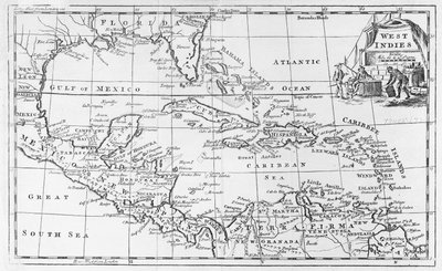 Mappa delle Indie Occidentali, Florida e Sud America da English School
